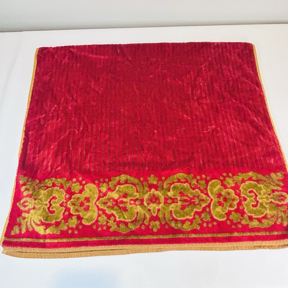 Sears Drylon Velvet Touch Bath Towel 70/30 Red Retro Vintage 46 X 25